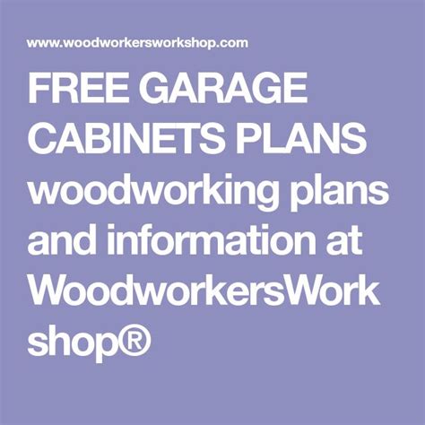 FREE GARAGE CABINETS PLANS woodworking plans and information at ...