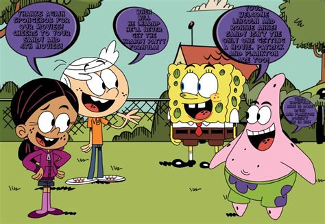 Ronnie Anne And Lincoln Thanking Spongebob And Patrick For