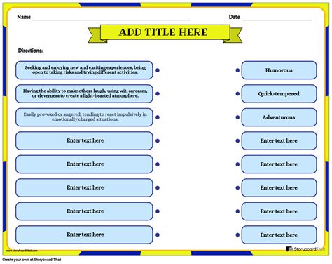 Describe Characters Worksheet Storyboard By Templates