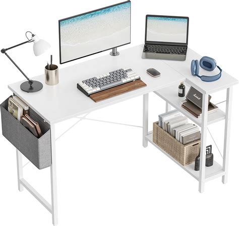 Cubicubi Small L Shaped Computer Desk With Storage Shelves Inch