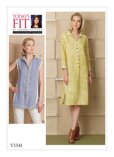 Vogue Patterns Misses Loose Fitting Dress And Shirt With Button