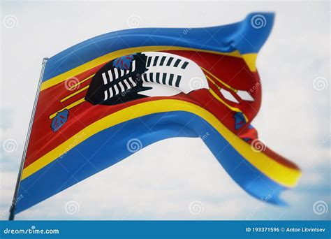 Waving Flags Of The World Flag Of Eswatini Shot With A Shallow Depth