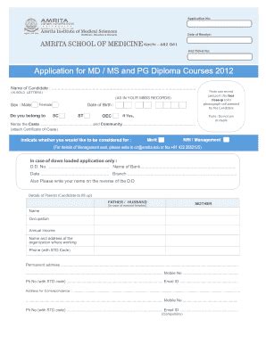 Fillable Online Aims Amrita Application Form Aims Amrita University