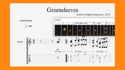 Greensleeves Traditional S Xvi Xvii Guitar Tab Tutorial Youtube