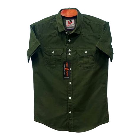 Cotton Half Sleeve Casual Shirt For Men Green