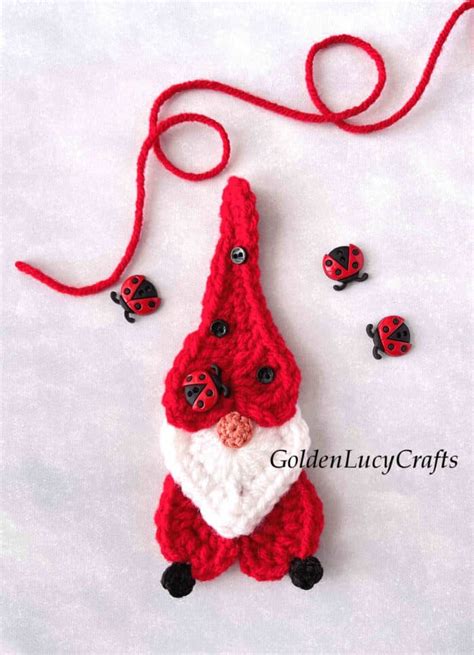 Crochet Ladybug Gnome Goldenlucycrafts