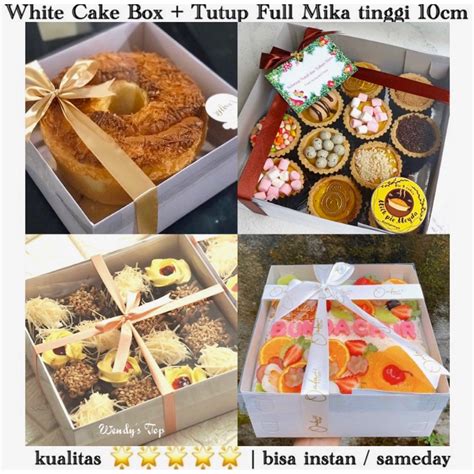 Jual Kotak Kue Pudding White Cake Box Tutup Full Mika Bening