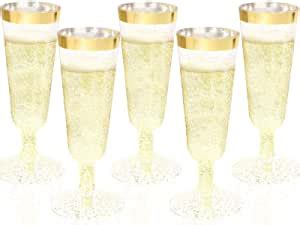 Amazon Wdf Pack Gold Plastic Champagne Flutes Guest Gold