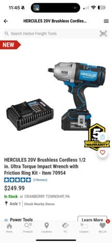 HERCULES 20V Brushless Cordless 1 2 In Ultra Torque Impact Wrench