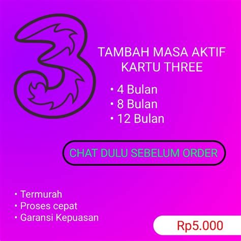 Jual TAMBAH MASA AKTIF KARTU 3 THREE Shopee Indonesia