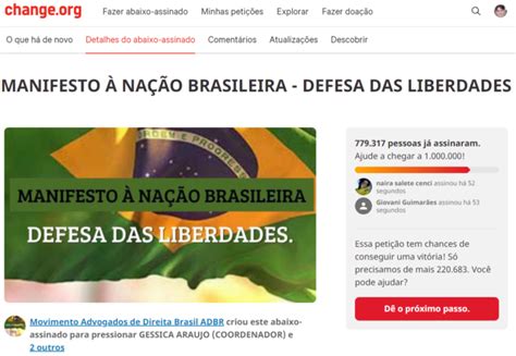 Abaixo Assinado Manifesto Na O Brasileira Em Defesa Da Liberdade