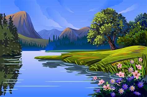 Beautiful Spring Backgroundlandscape Stock Illustration Download