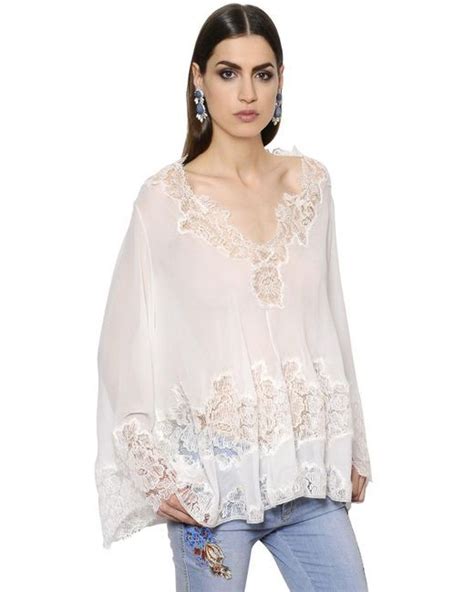 Long Puff Sleeves Long Sleeve Tops Ermanno Scervino Lace Detailed