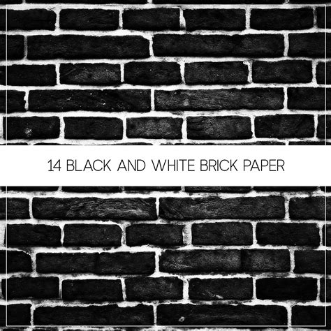 Black And White Brick Digital Paper Brick Background Etsy Canada