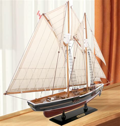 Nautimall Wooden Sailboat Model Sailing Yacht Bluenose Schooner