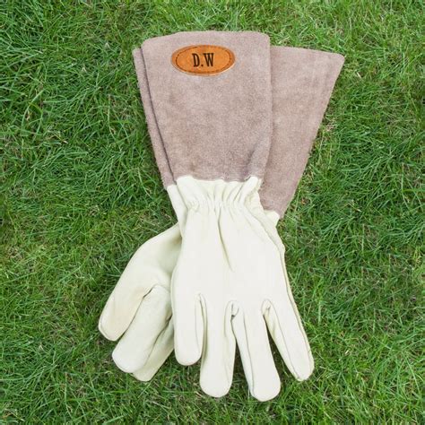 Personalised Gardening Gloves Gauntlets Parsonalised Leather Garden