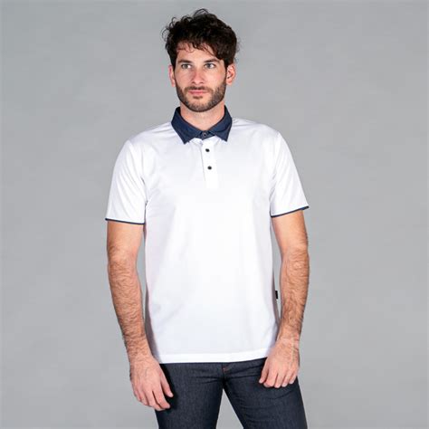 Polo De Hombre Blanco Con Cuello Tejano Garys