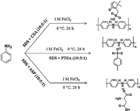 Scheme 1 Synthesis Of CSA PANI PTSA PANI And ASP PANI Polymer