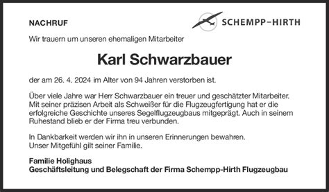 Nachruf Karl Schwarzbauer 15 05 2024 Teckbote Trauerportal