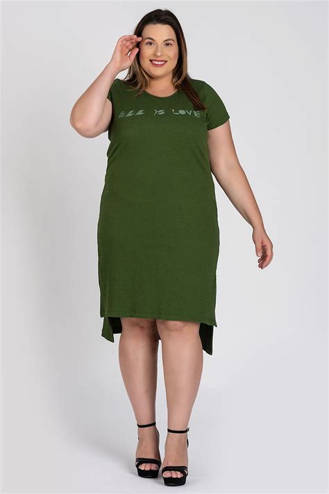 Vestido Feminino Plus Size Canelado Estampado Abertura Laterais Serena