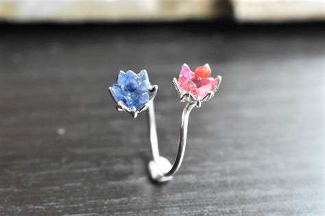 Custom Sapphire Ruby Gemstone Ring Flower Shape Mothers Ring Etsy