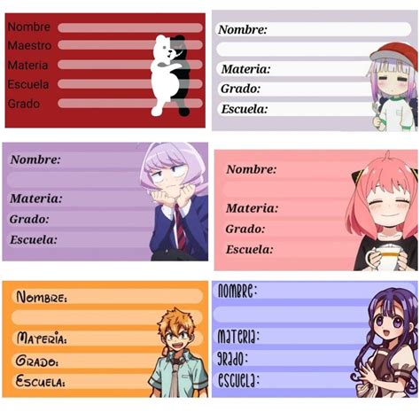 Stiker Para Nombre De Anime En 2024 Etiquetas De Material Escolar