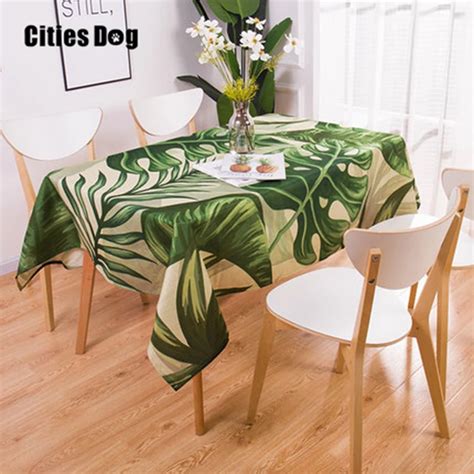 Geometry Tropical Plants Pattern Cotton Linen Waterproof Tablecloths