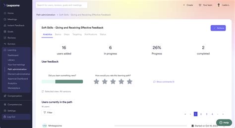 Learning Path Analytics Dashboard Leapsome