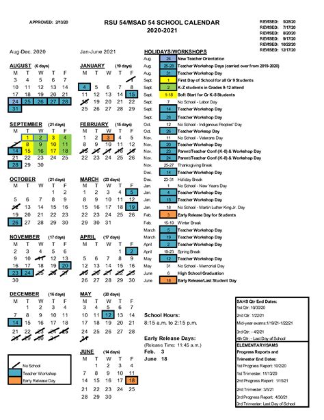 Calendar | RSU/MSAD 54