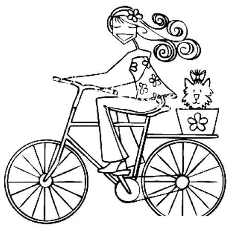 Niña En Bicicleta Dibujo Dibujo De Una Niña En Bicicleta — Foto De Dibujos De Colorear