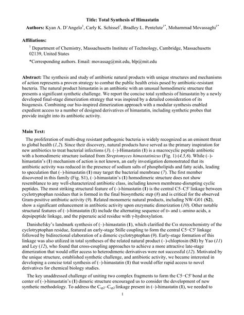 PDF Total Synthesis Of Himastatin