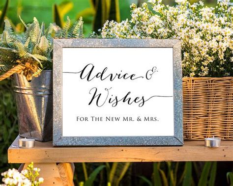 Advice And Wishes For The New Mr And Mrs 8x10 Sign Template Etsy