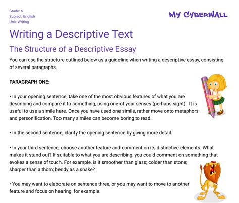 Descriptive Writing Examples For Grade 6