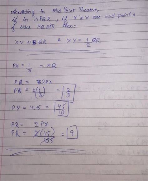 In Fig X And Y Are Points On Pq And Pr Respectively Such That Xy Qr