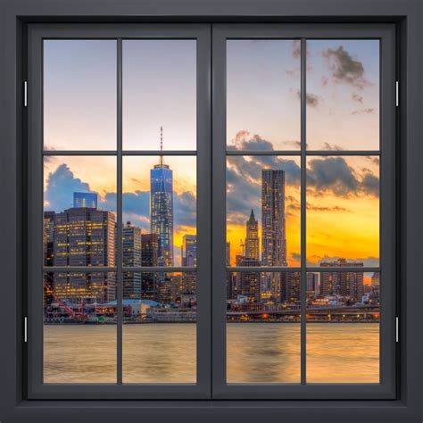 Wall Mural Black Window Closed Brooklyn Bridge Pixers Uk