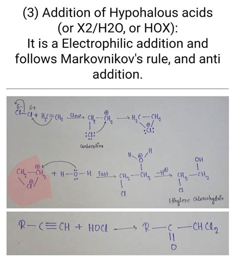 3 Addition Of Hypohalous Acids Or X2 H2O Or HOX It Is A Electrophi