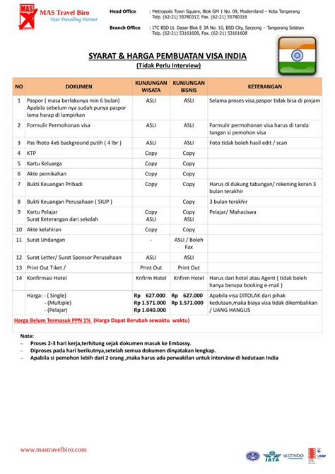 PDF KUNJUNGAN NO DOKUMEN KETERANGAN WISATA VISA INDIA Pdf Surat