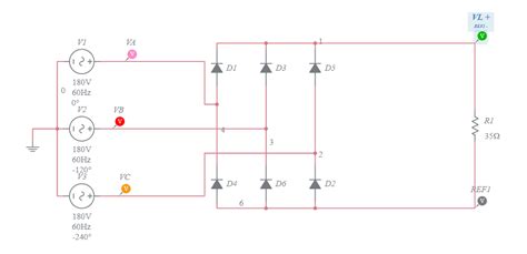 Retificador Trifásico Onda Completa Multisim Live