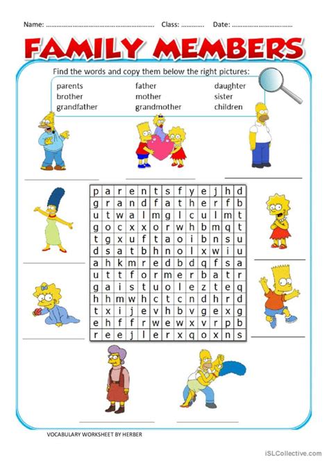 FAMILY MEMBERS WS word search: English ESL worksheets pdf & doc