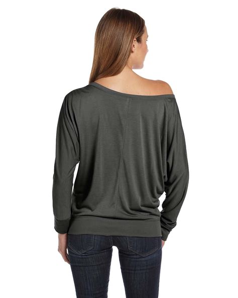 Bella Canvas 8850 Ladies Flowy Long Sleeve Off Shoulder T Shirt