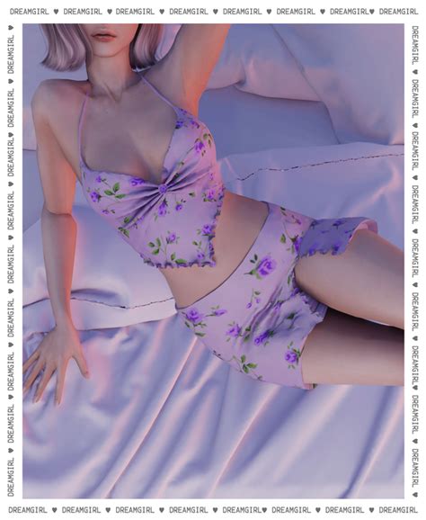 FLOWER TWO PIECE SET Dreamgirl On Patreon Sims 4 Asian Makeup Free