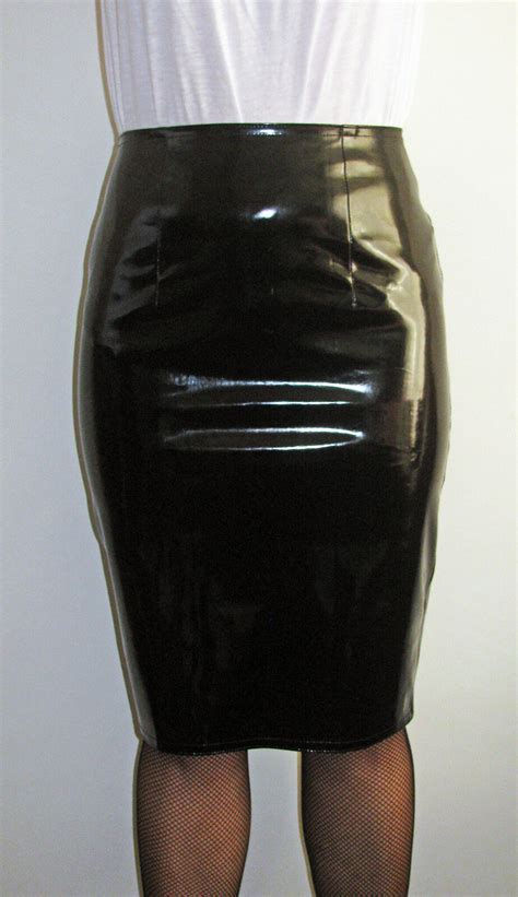 Shiny Black Pvc Vinyl Pencil Skirt Ebay