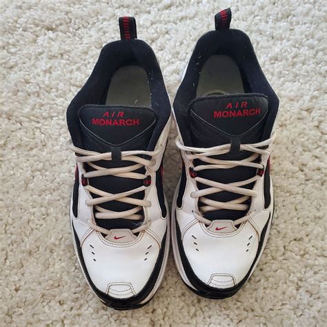 Nike Air Monarch IV White Black Red Sneakers Size 10 - Gem