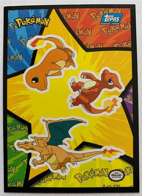 1999 Topps Pokemon The First Movie Sticker Charizard Charmeleon And