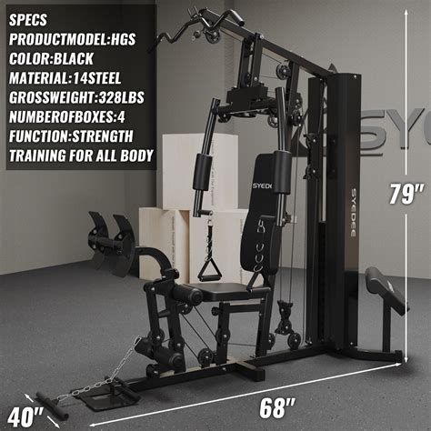 Syedee Home Gym Station Workout Station With 150lbs Weight Stack Home