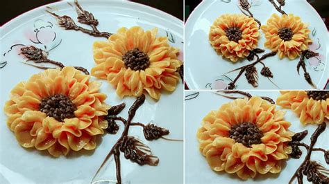 Glossy Buttercream Sunflower Piping Korean Buttercream Flower Making