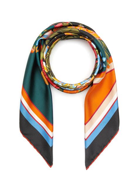 Liberty London ‘vista Bouquet Silk Twill Scarf In Green Modesens