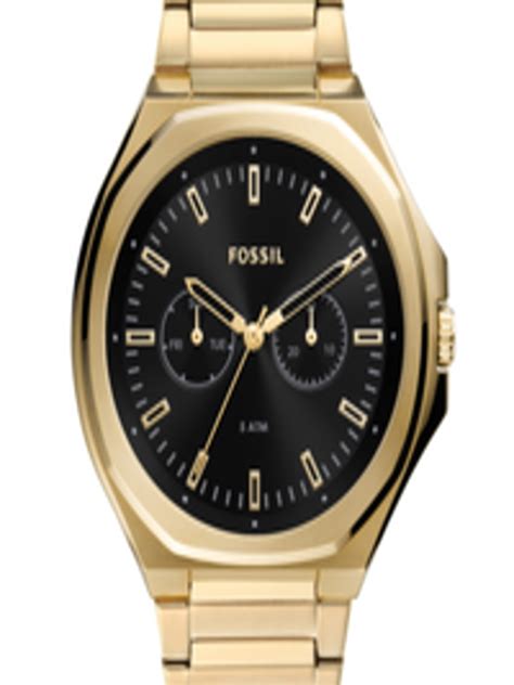 Buy Fossil Men Black Dial Gold Toned Stainless Steel Analogue Watch