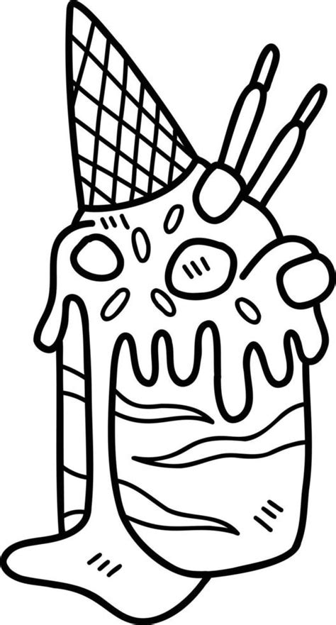 Hand Drawn Strawberry Ice Cream Melted With Cone Illustration 16532481