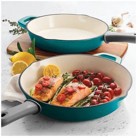 Tramontina Enameled Cast Iron Skillets 2 Pack Teal